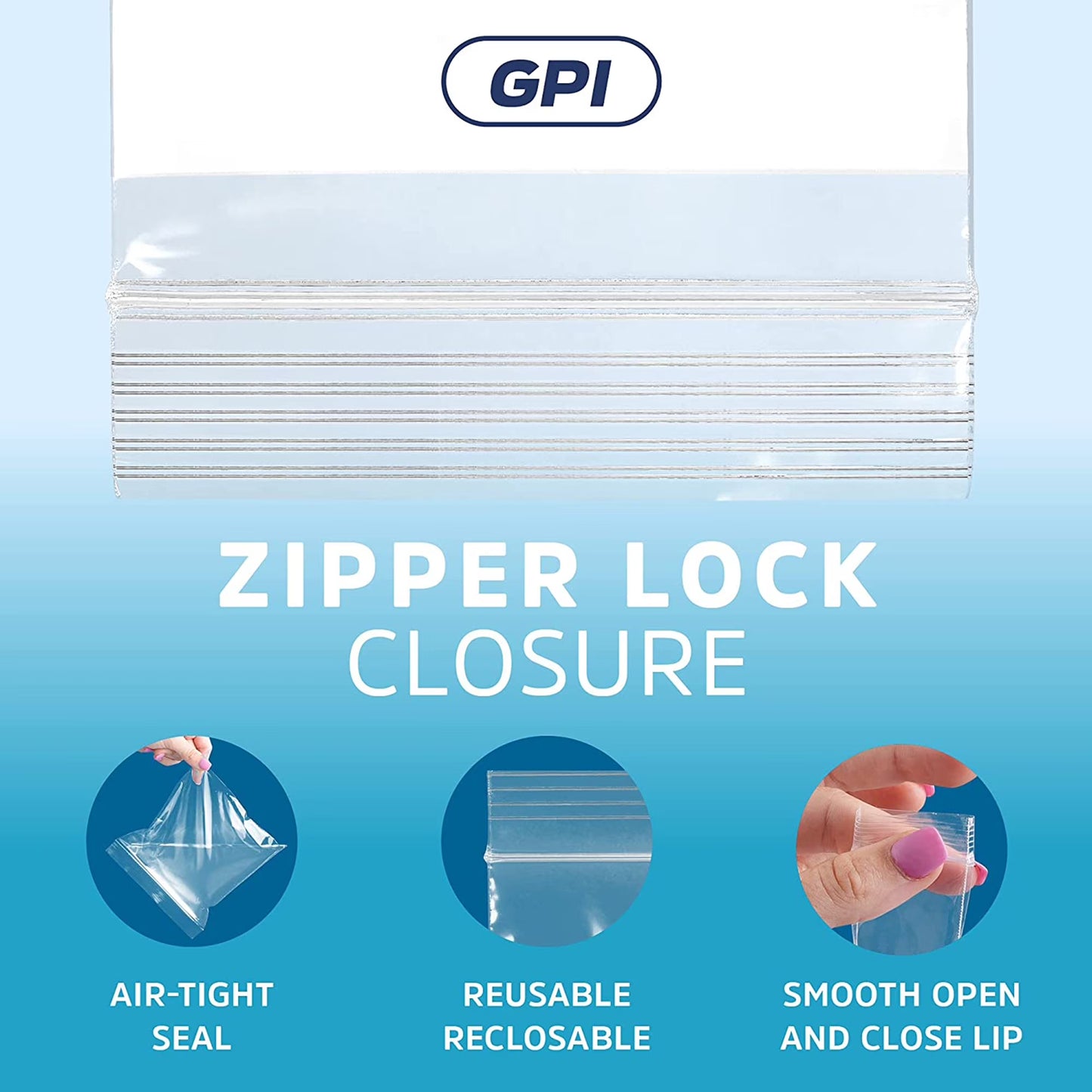 GPI Heavy Duty Resealable Ziplock Bags (5” x 8”, 4 Mil, 1000 Pack)