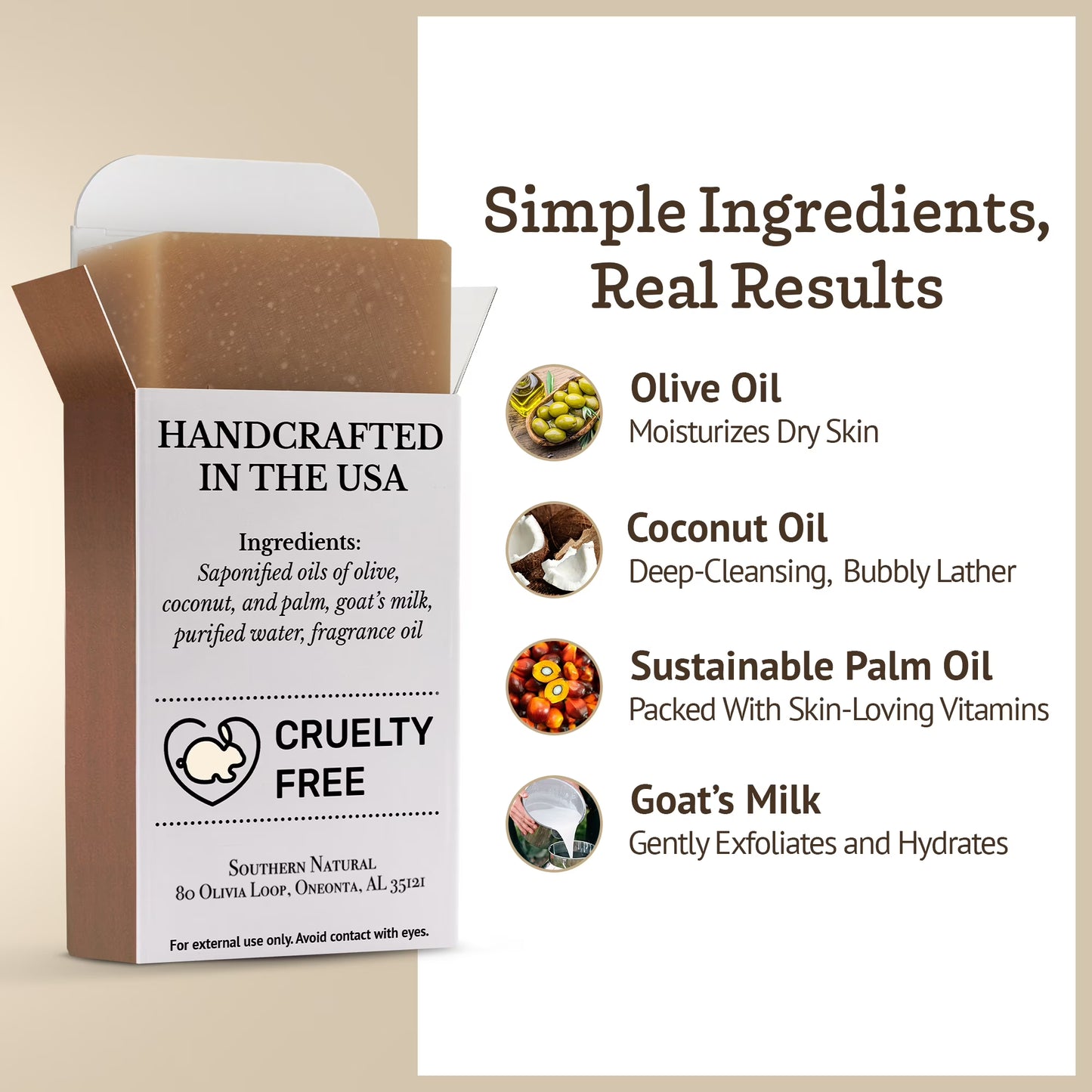 Southern Natural Goat Milk Soap Bar (Oatmeal Milk & Honey, 3-Pack)
