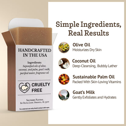Southern Natural Goat Milk Soap Bar (Oatmeal Milk & Honey, 3-Pack)