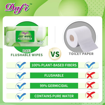 DAFI Flushable Adult Wet Wipes (Unscented, 480 Count)