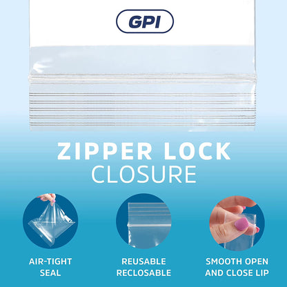 GPI Heavy Duty Resealable Ziplock Bags (5” x 8”, 4 Mil, 1000 Pack)