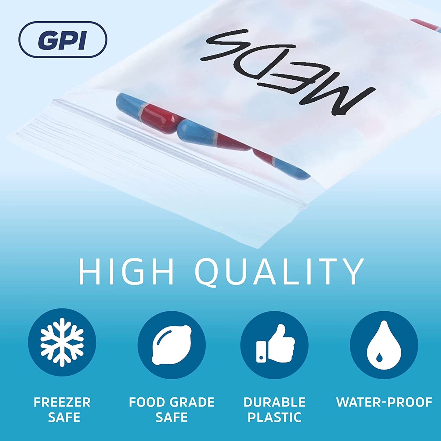 GPI Heavy Duty Resealable Ziplock Bags (5” x 8”, 4 Mil, 1000 Pack)